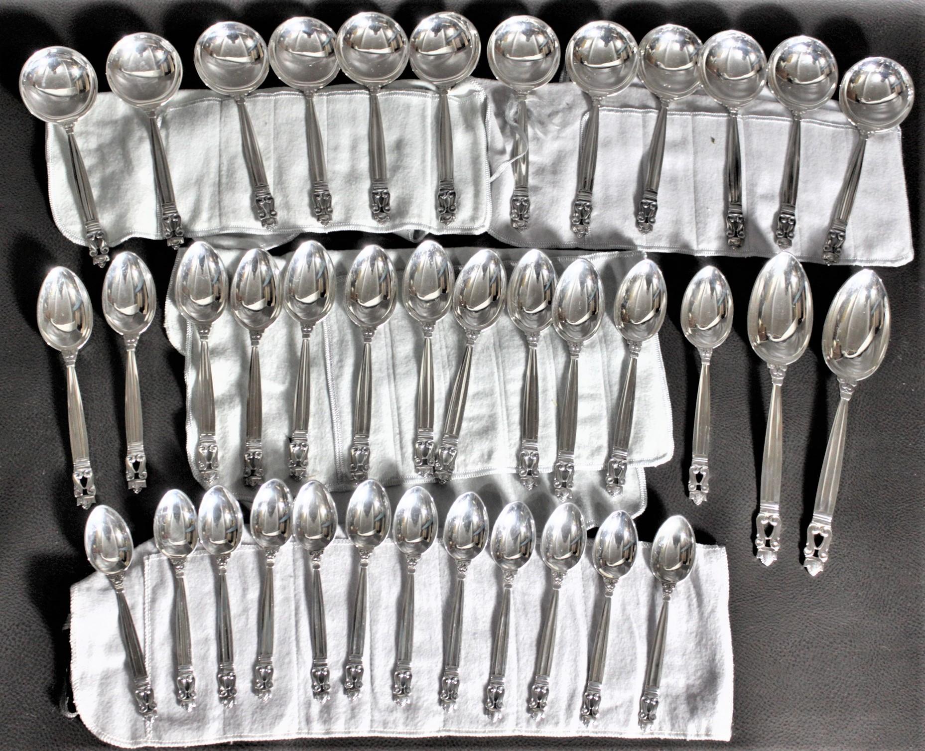 108 Piece Georg Jensen 'Acorn' Sterling Silver Flatware Set with Many Extras 1