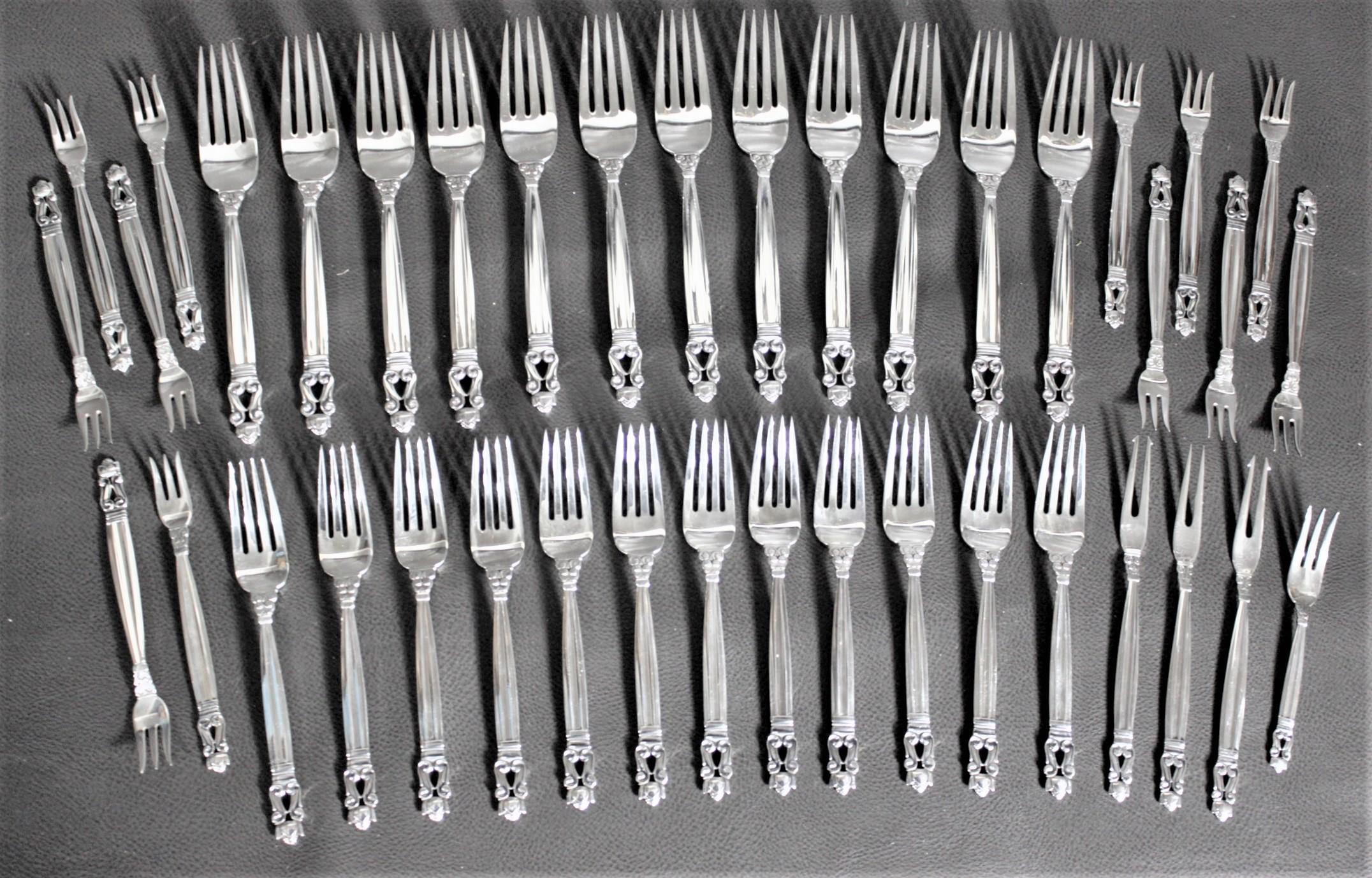 108 Piece Georg Jensen 'Acorn' Sterling Silver Flatware Set with Many Extras 2