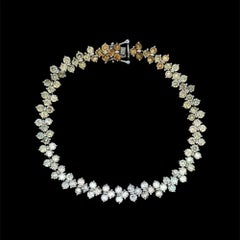 108 RBC White and Fancy Color Diamond Gold Statement Line Bracelet