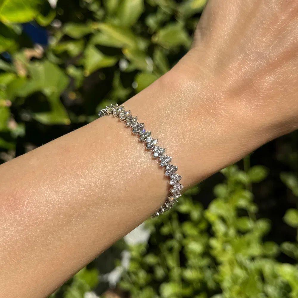 Modernist 108 RBC White and Fancy Color Diamond Gold Statement Line Bracelet For Sale