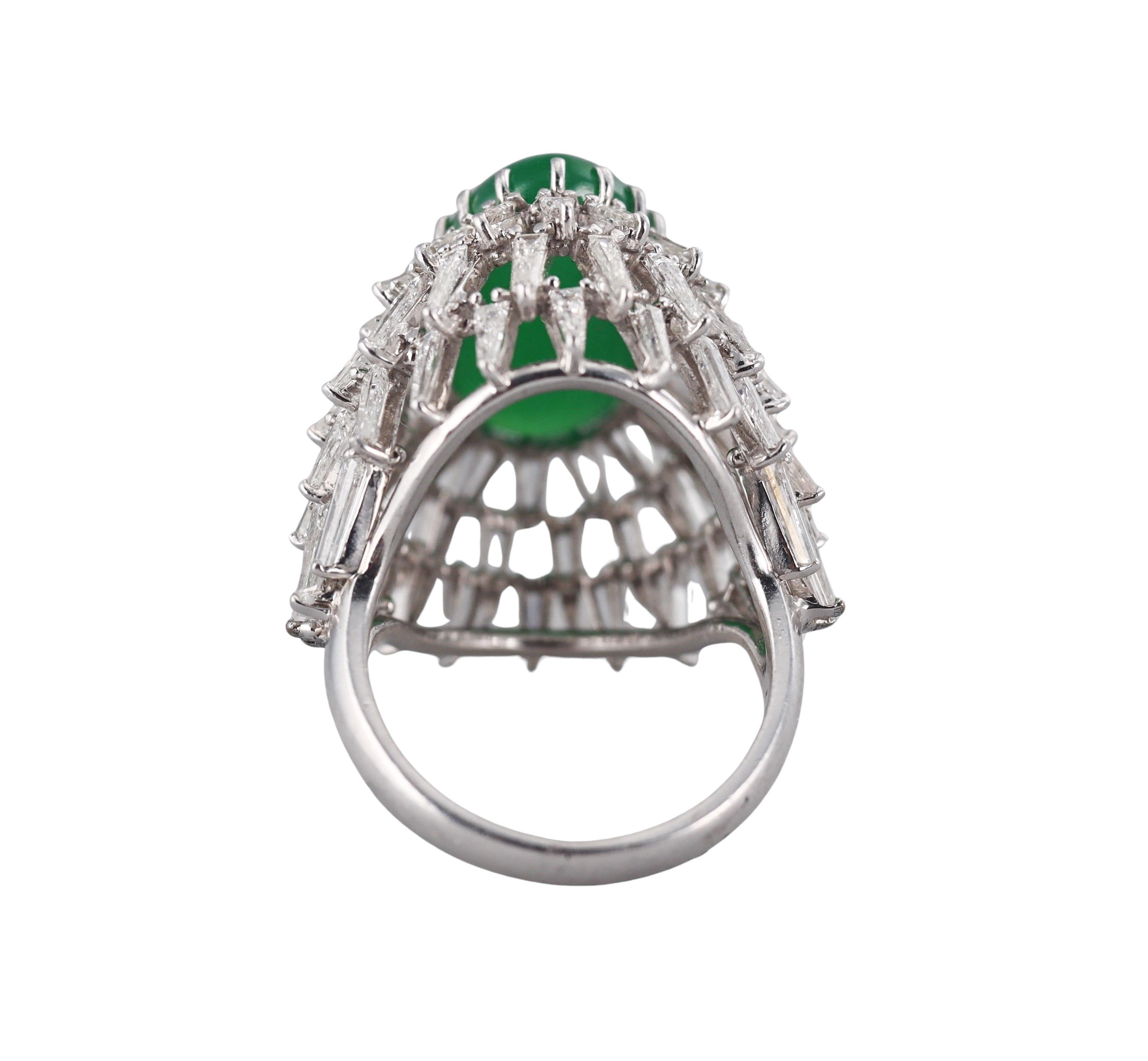 Anillo de Cóctel de Platino con Diamante y Jade de 10,80 Quilates en Excelente estado para la venta en New York, NY