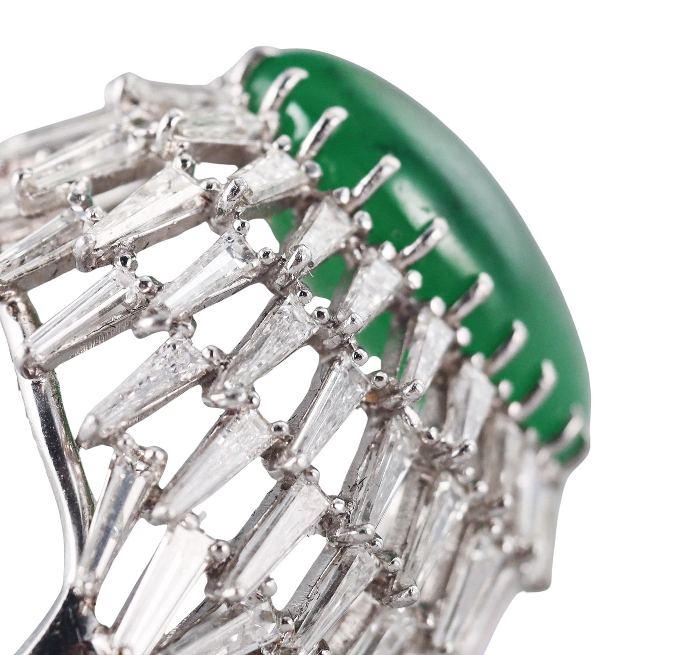 De las mujeres Anillo de Cóctel de Platino con Diamante y Jade de 10,80 Quilates en venta