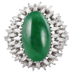 Anello cocktail di giada e diamanti in platino da 10,80 carati