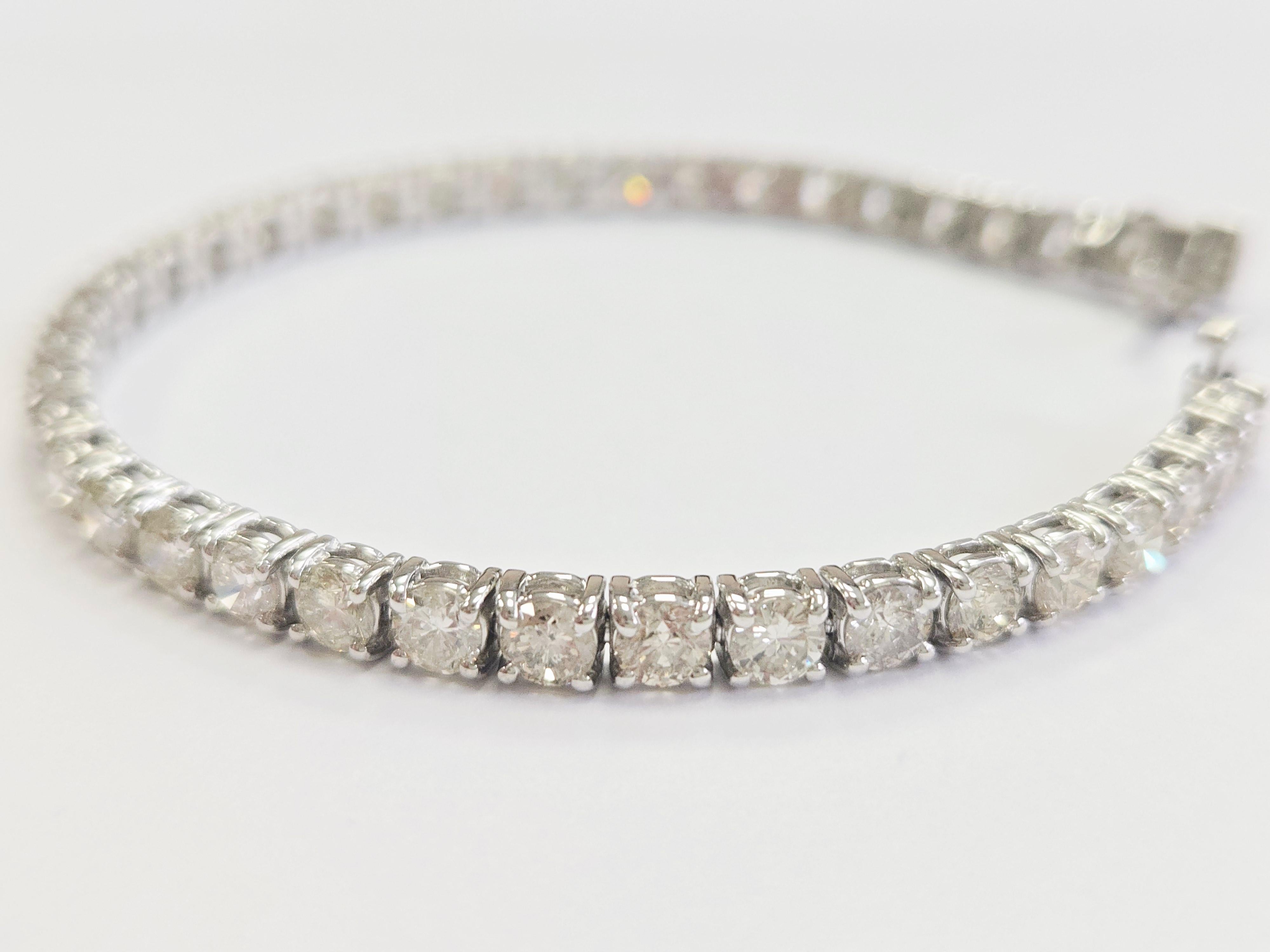  Bracelet tennis en or blanc 14 carats avec diamants naturels de 10,80 carats Unisexe 