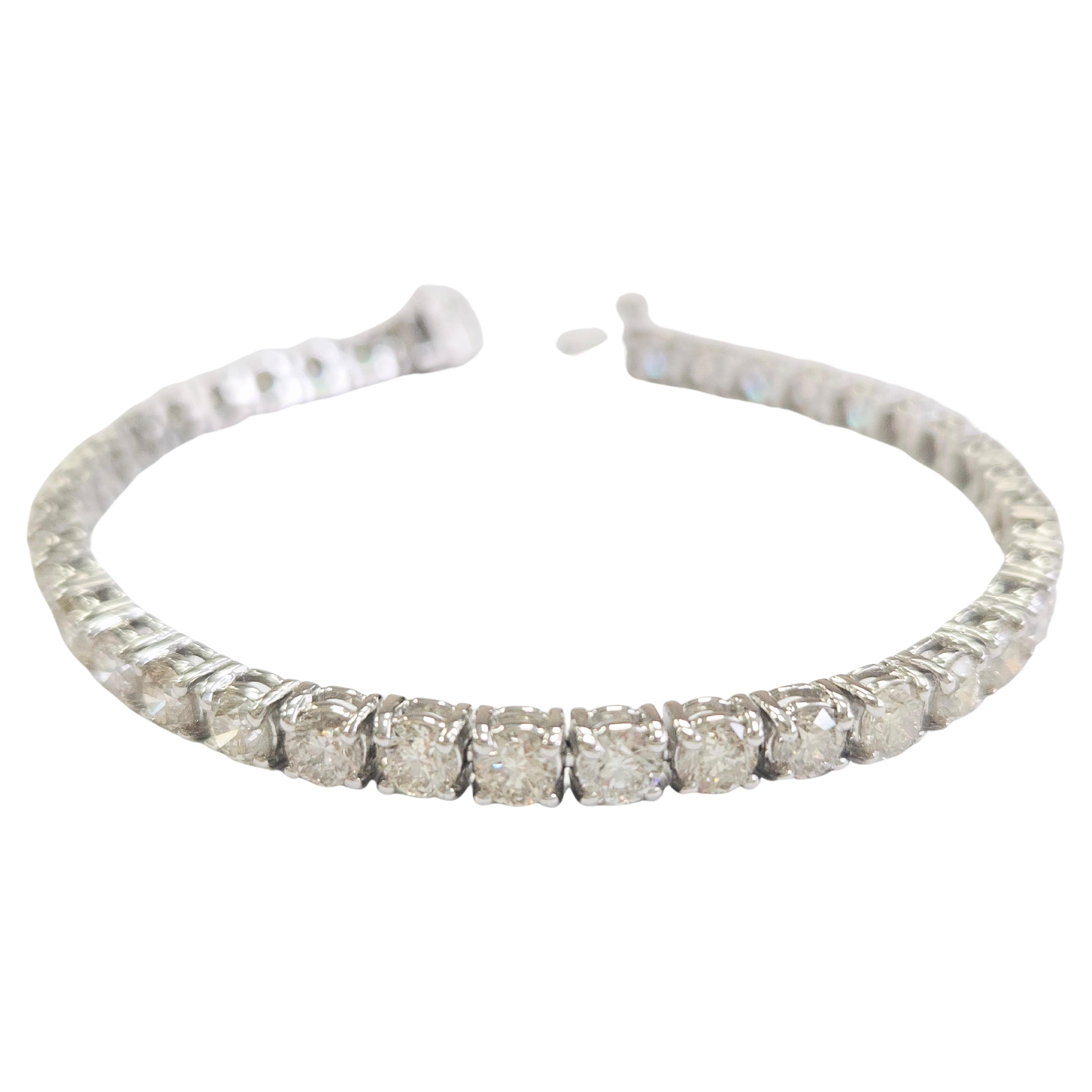 10.80 Carat Natural Diamond Tennis Bracelet 14 Karat White Gold