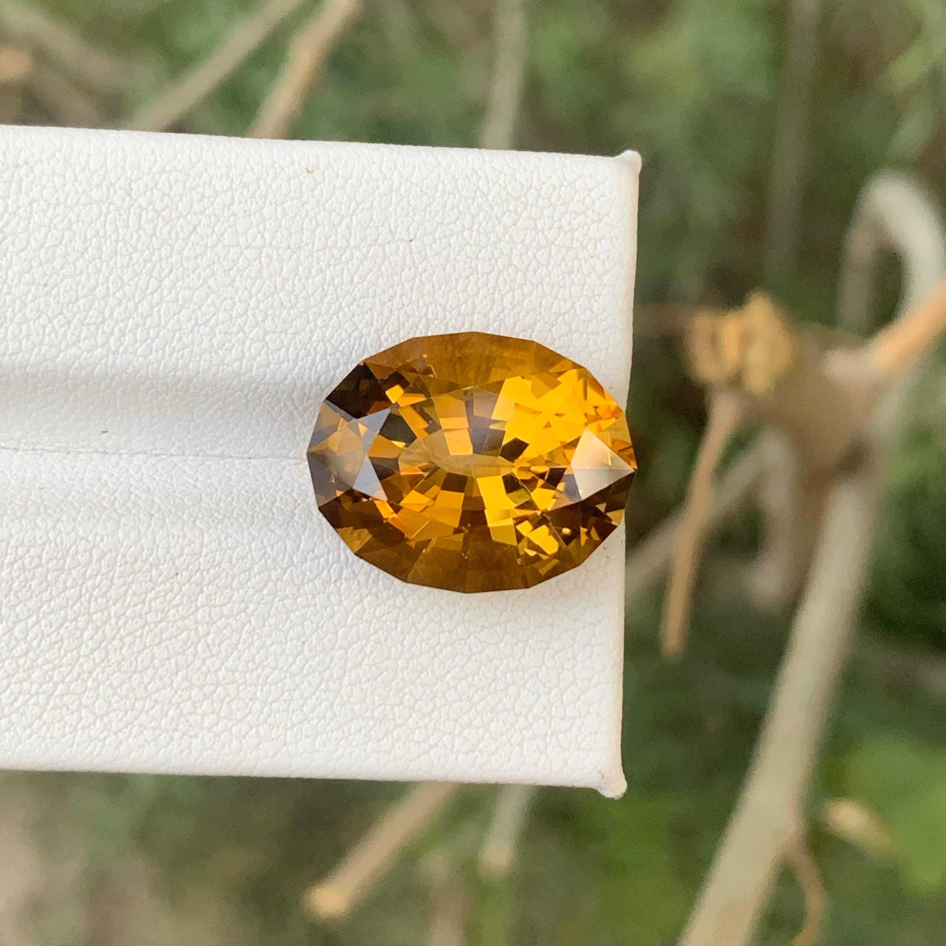 10.80 Carat Natural Loose Brownish Color Citrine Oval Cut Brazilian Gemstone en vente 4