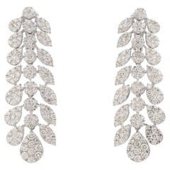 Boucles d'oreilles chandelier en diamant de 10,80 carats, pureté SI, couleur HI, en or blanc 18 carats