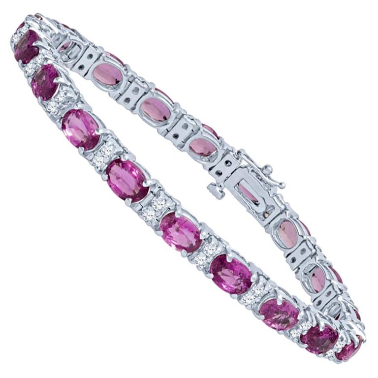 10.80 Carat Total Oval Pink Sapphires and 0.95 Carat Total Diamond ...