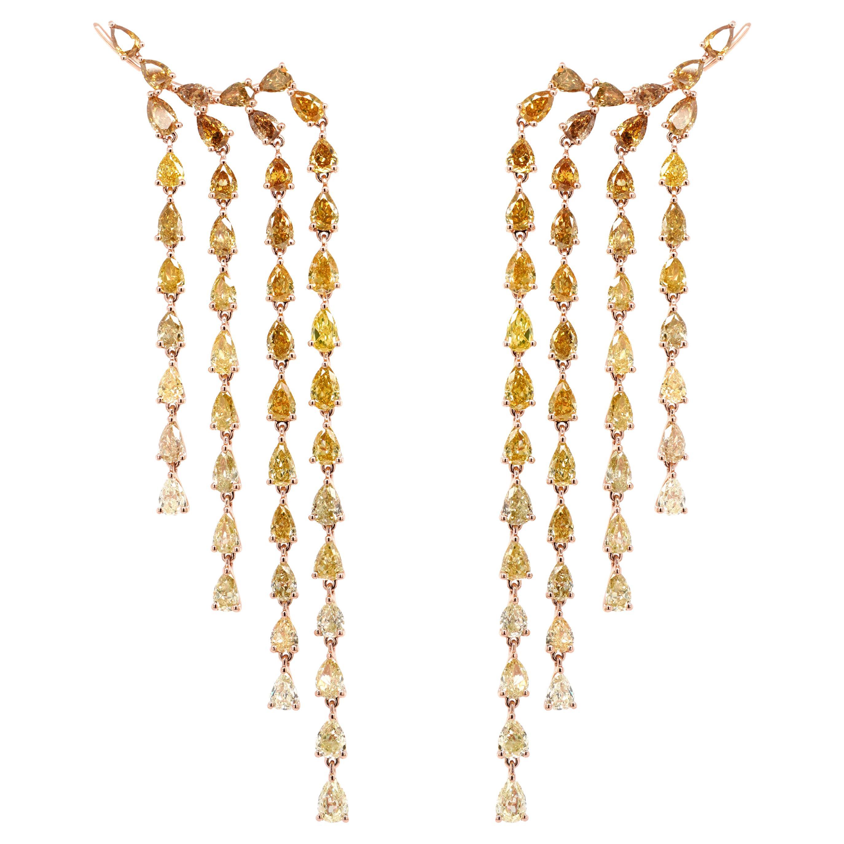 10.80 carats Fancy Yellow Diamond Cuff Earrings, karats by Juhi diamond Earrings
