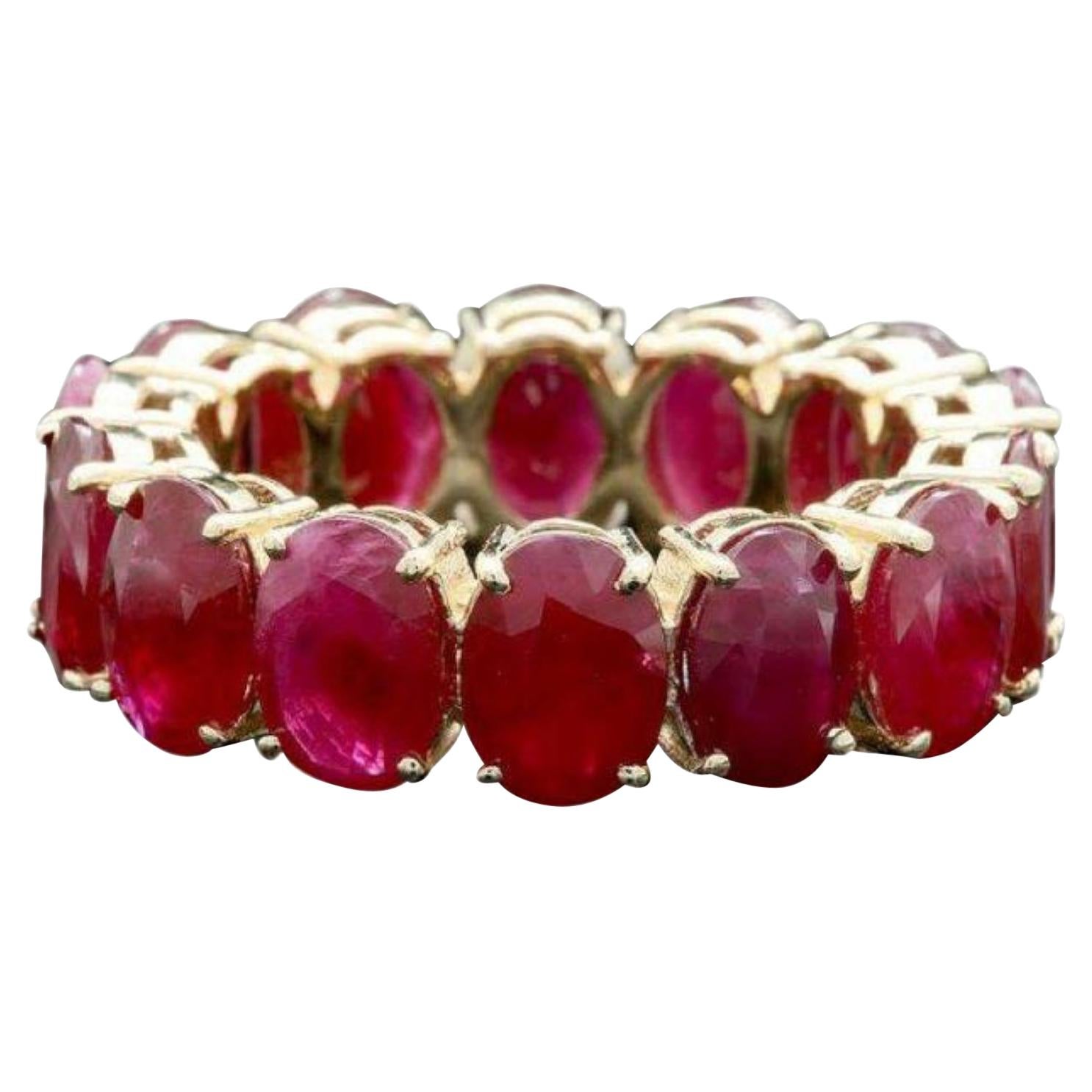 Bague en or jaune massif 14 carats avec rubis rouge naturel de 10,80 carats