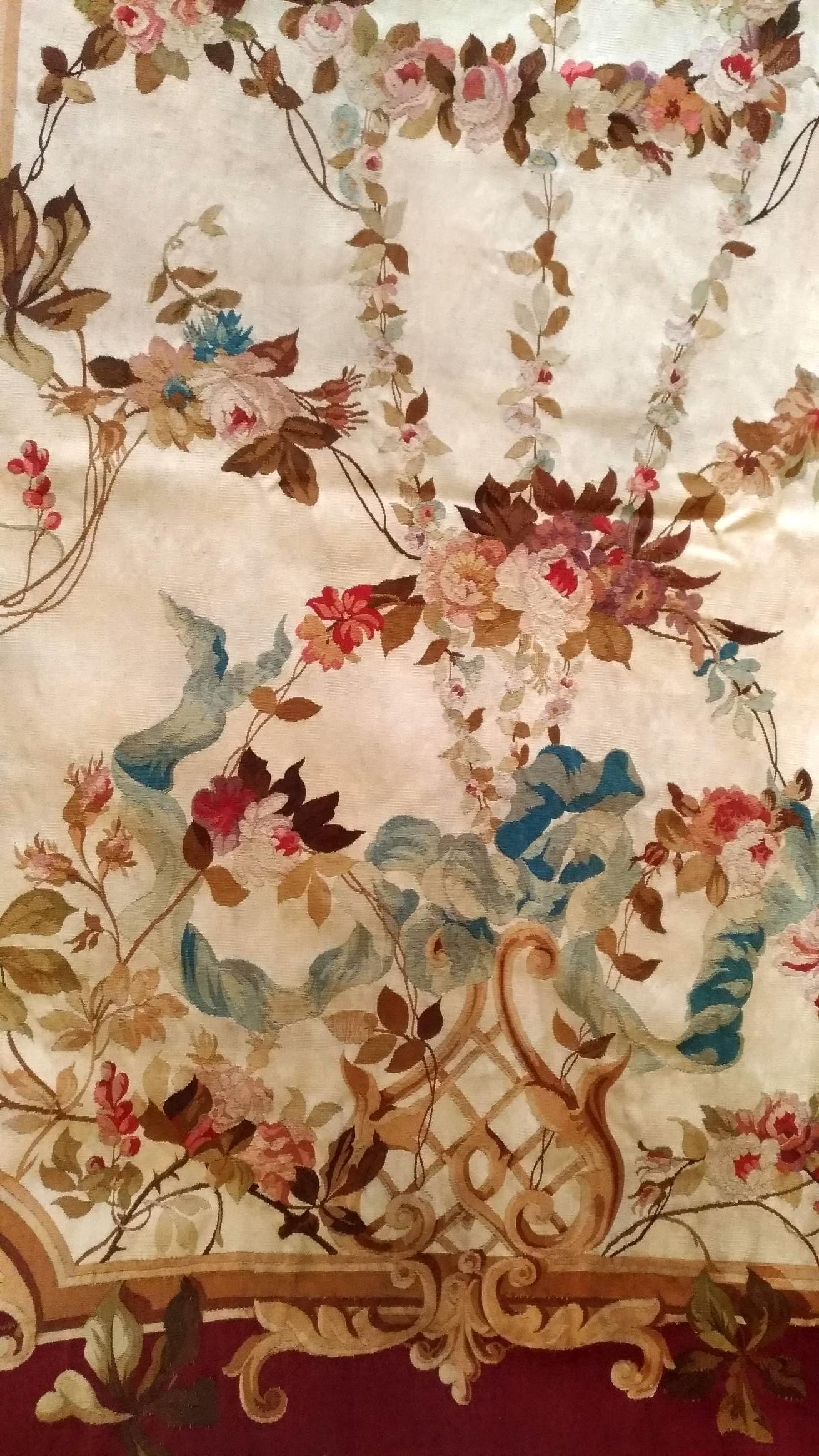 1082 -  Pair of Hand-Woven Aubusson Portieres, Mid-19th Century France For Sale 11