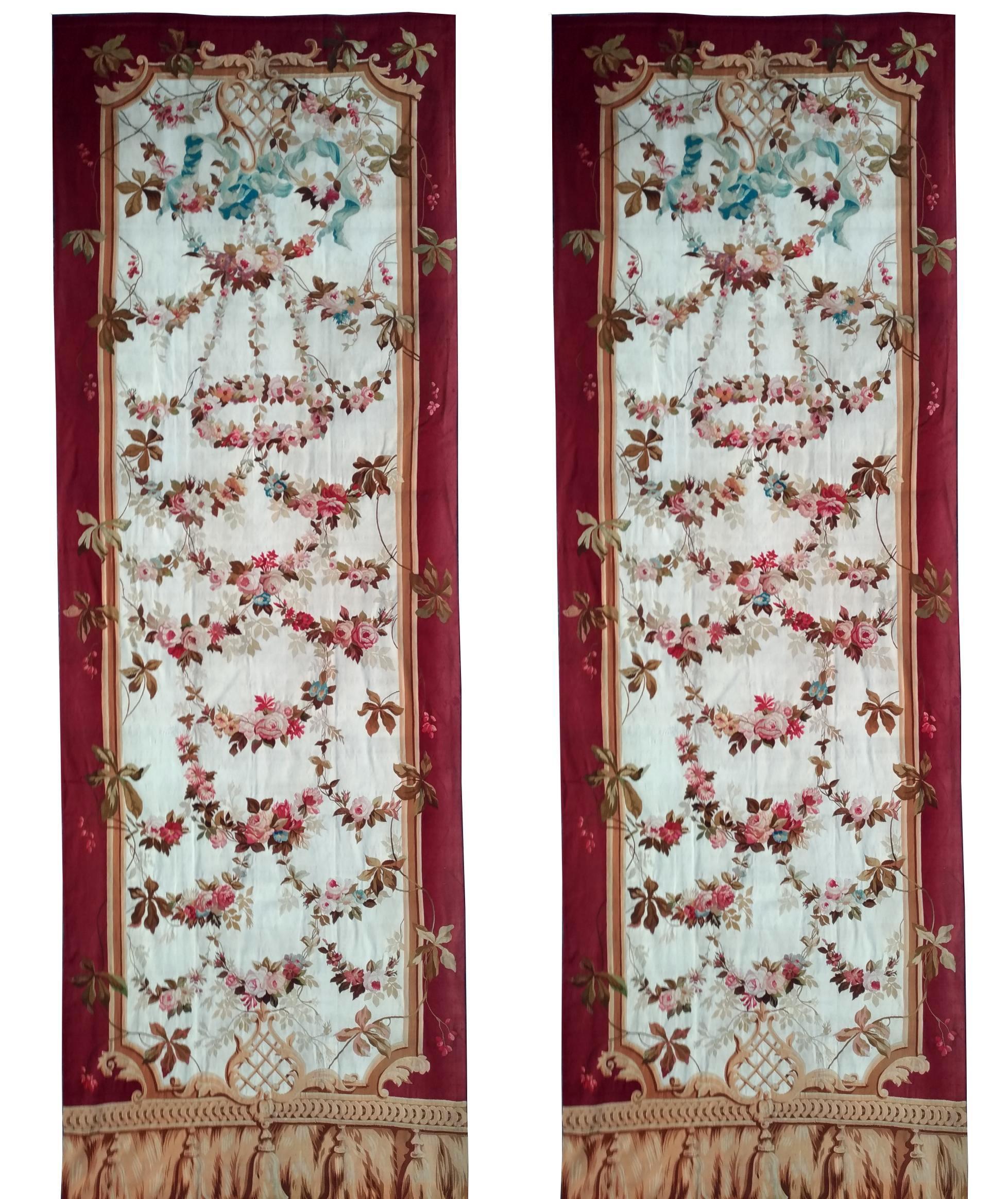 1082 -  Pair of Hand-Woven Aubusson Portieres, Mid-19th Century France For Sale 14