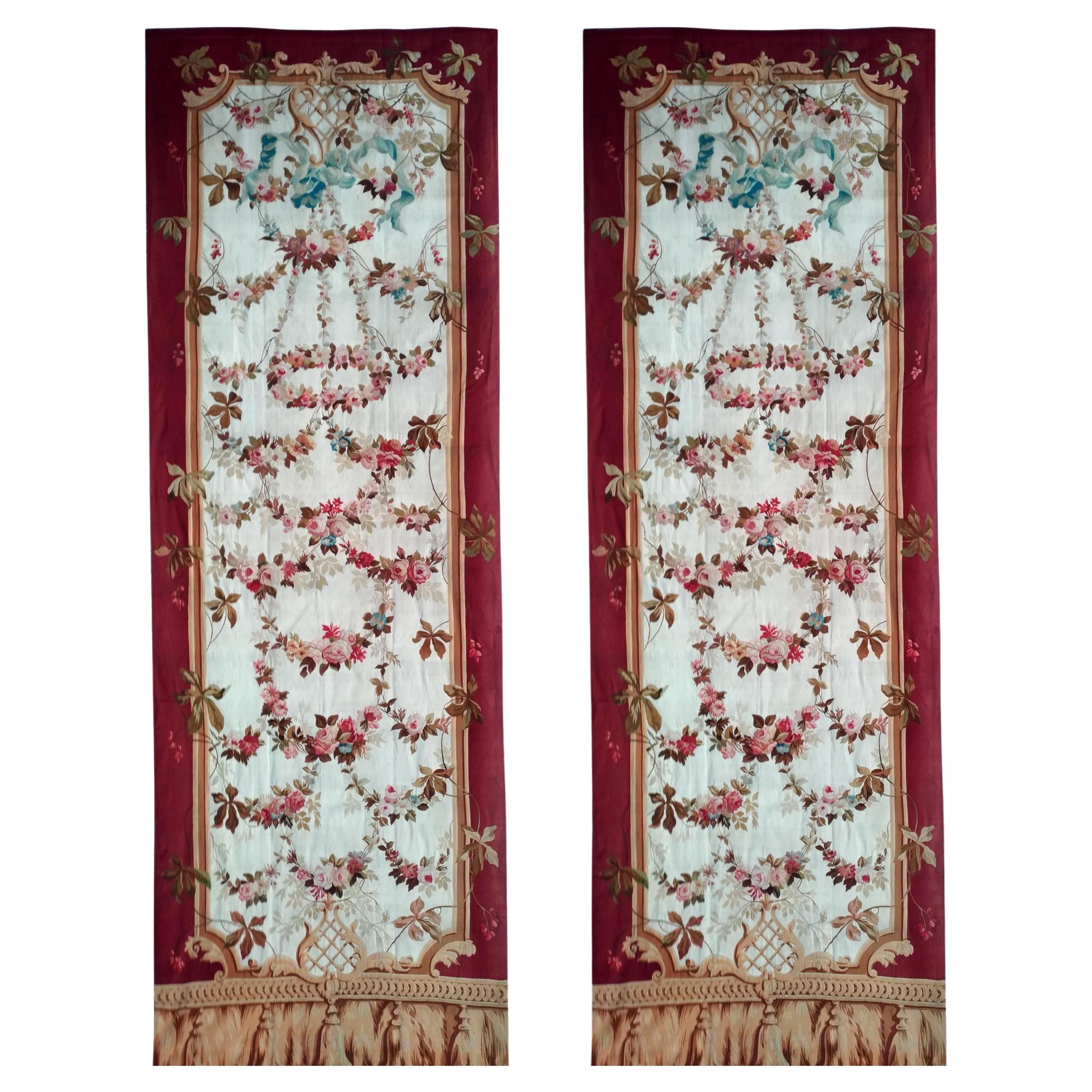 1082 -  Pair of Hand-Woven Aubusson Portieres, Mid-19th Century France For Sale