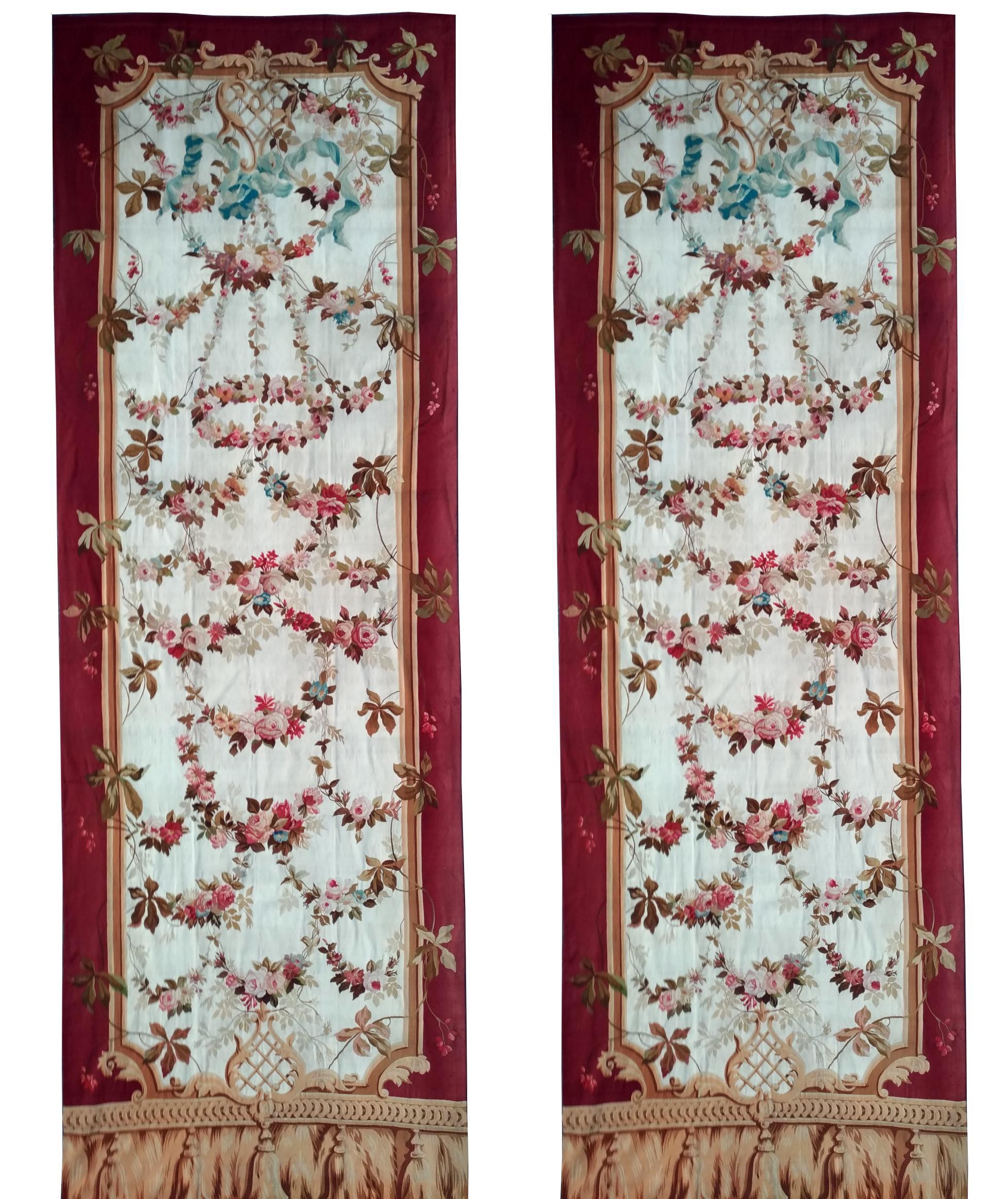1082 -  Handgewebte Aubusson-Portiere, Frankreich, Mitte des 19. Jahrhunderts, Paar