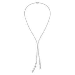 10.83 Carat Natural Diamond Lariat Necklace in White Gold