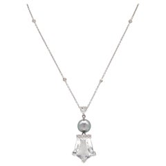 10.83 Carat Total Tahitian Pearl Rock Crystal Diamond Necklace