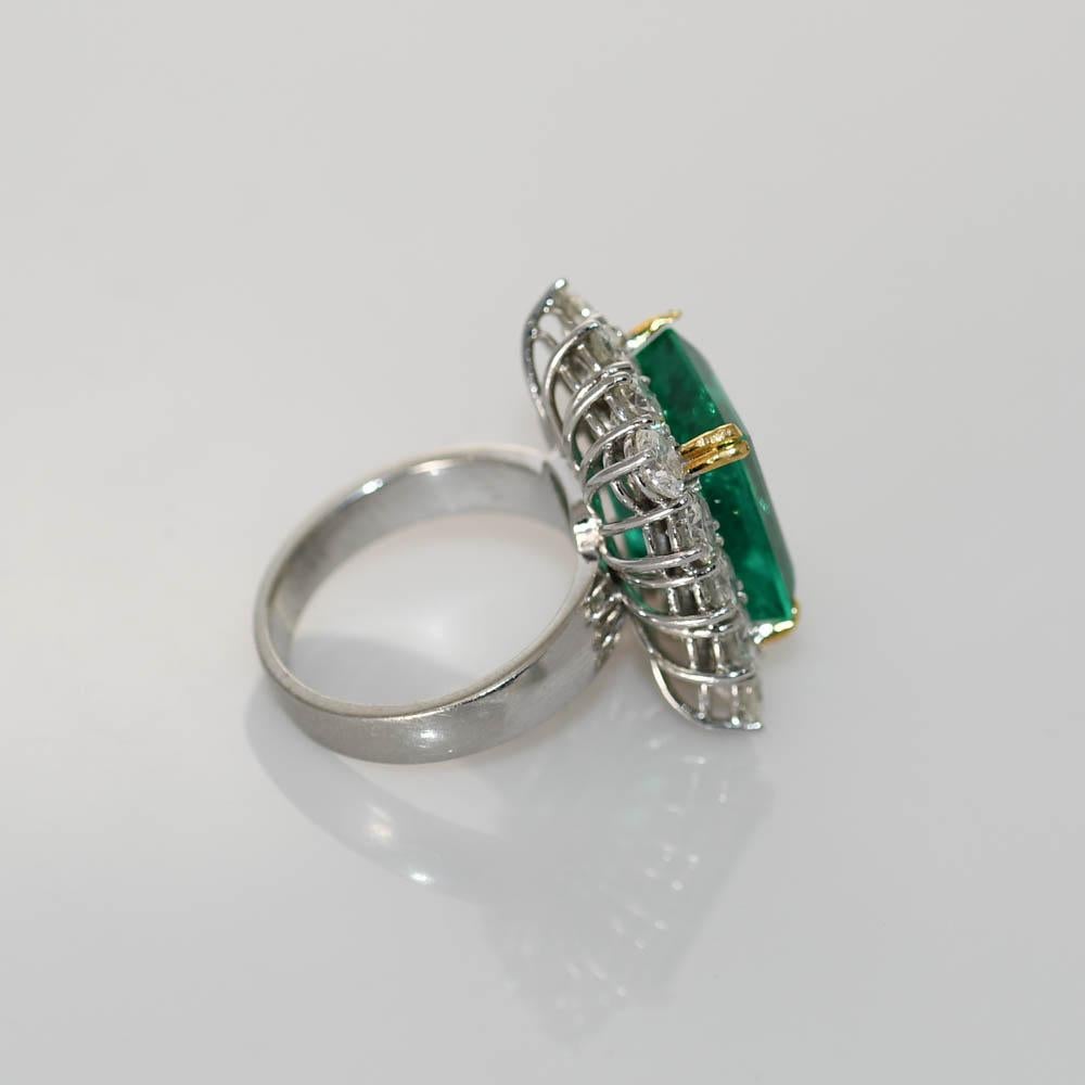 Women's or Men's 10.83 Emerald with GIA & AGL with Diamond Mount containing 