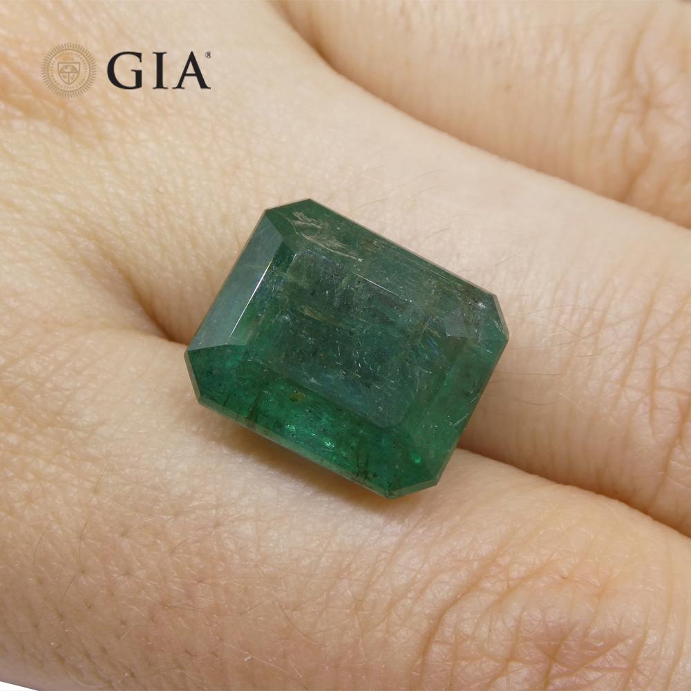 10.84ct Octagonal/Emerald Cut Green Emerald GIA Certified For Sale 10