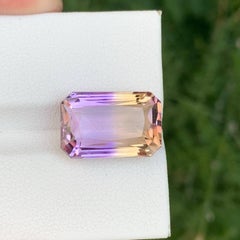 10.85 Carat Natural Loose Bi Color Ametrine Stone Emerald Cut Jewelry Gemstone
