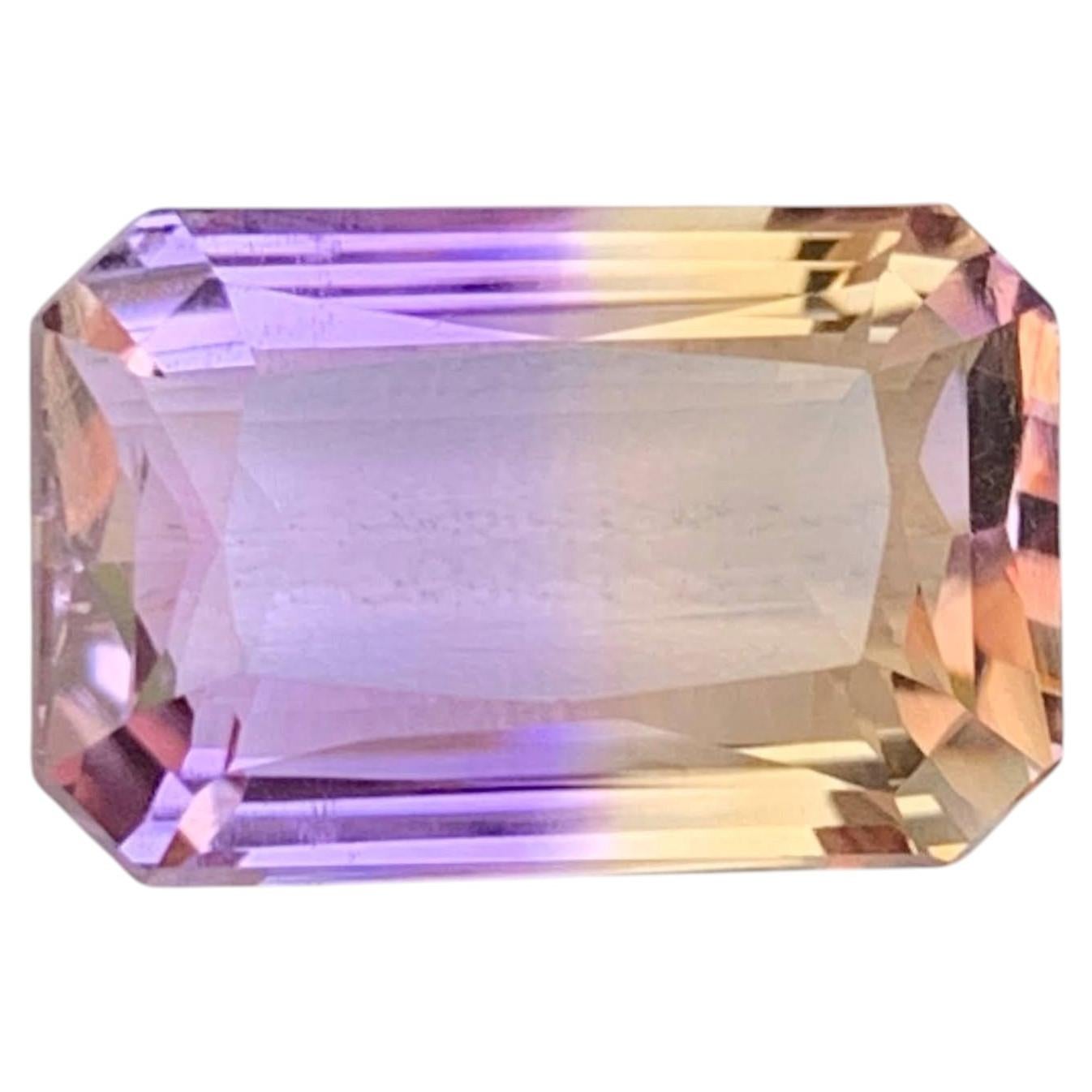 Piedra preciosa suelta de ametrina natural bicolor de 10,85 quilates, con corte esmeralda, para joyería