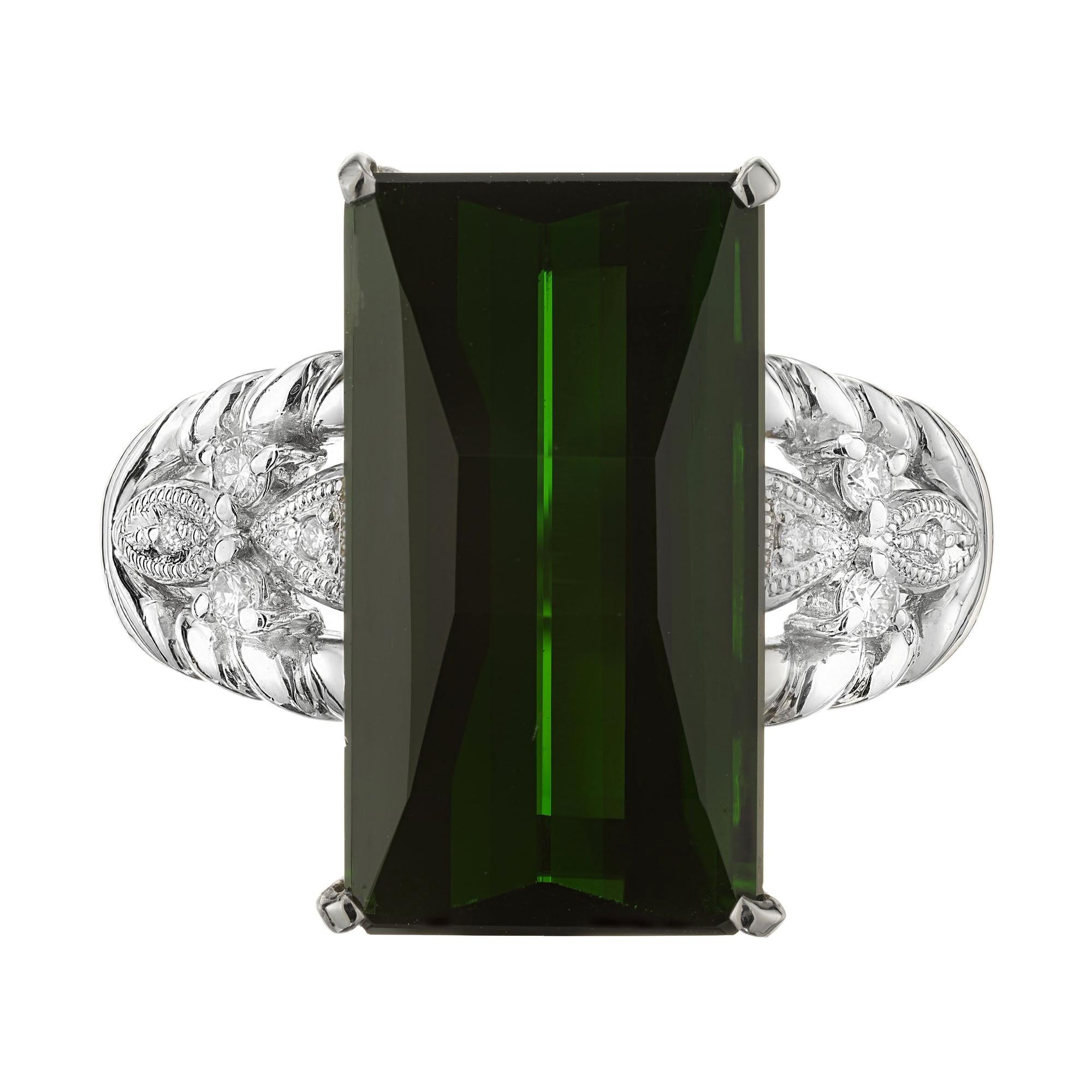 10.85 Carat Tourmaline Diamond Platinum Cocktail Ring For Sale