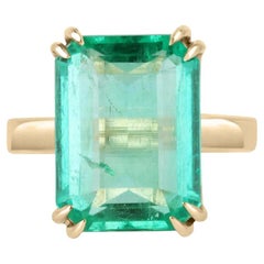 10.85cts 18K Colombian Emerald-Emerald Cut Solitaire Ring