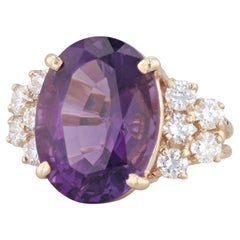 10.85ctw Oval Amethyst Cubic Zirconia Ring 14k Yellow Gold Size 6.25