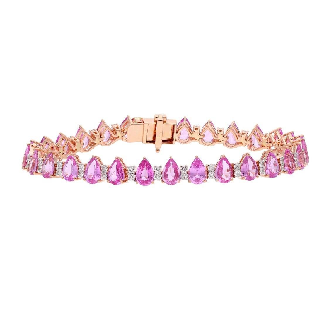 A beautiful bracelet handmade in 18K gold, 10.86 carats pink sapphire and set in .86 carats of sparkling diamonds. Wear it alone or stack it with your favorite pieces.

FOLLOW MEGHNA JEWELS storefront to view the latest collection & exclusive