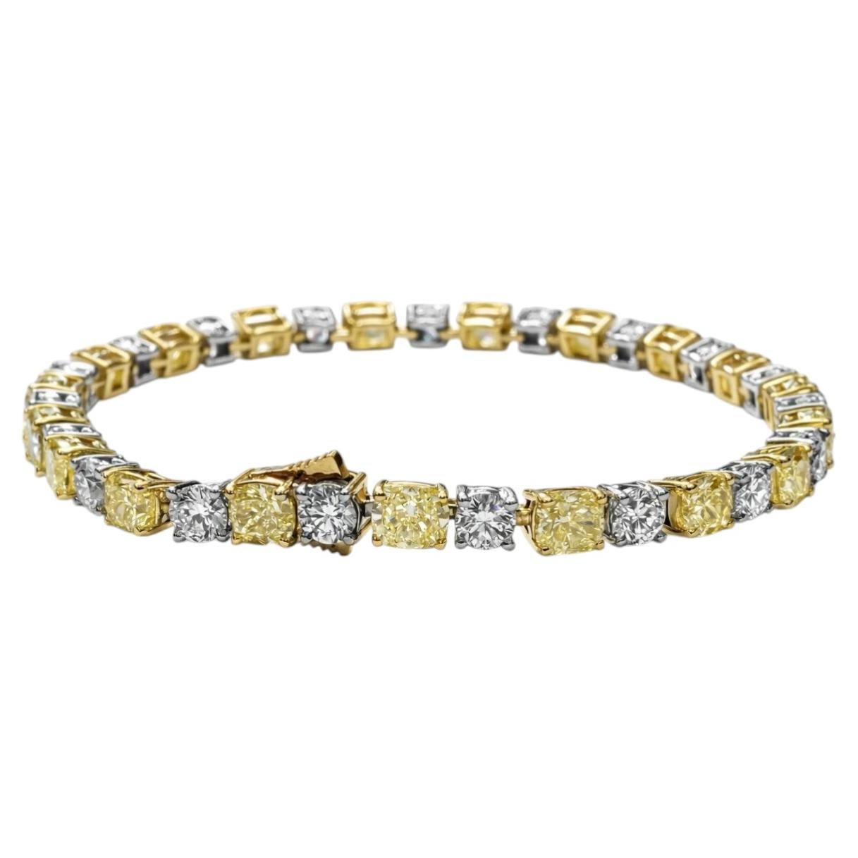 Bracelet en or jaune 10,86ct et diamant DEF 4,31ct Platine 18K
