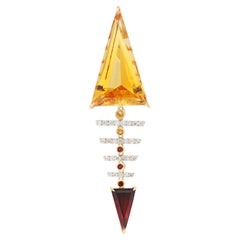 10.86Ct's Citrin, Granat und Diamant Anhänger 14K Gelbgold-Anhänger