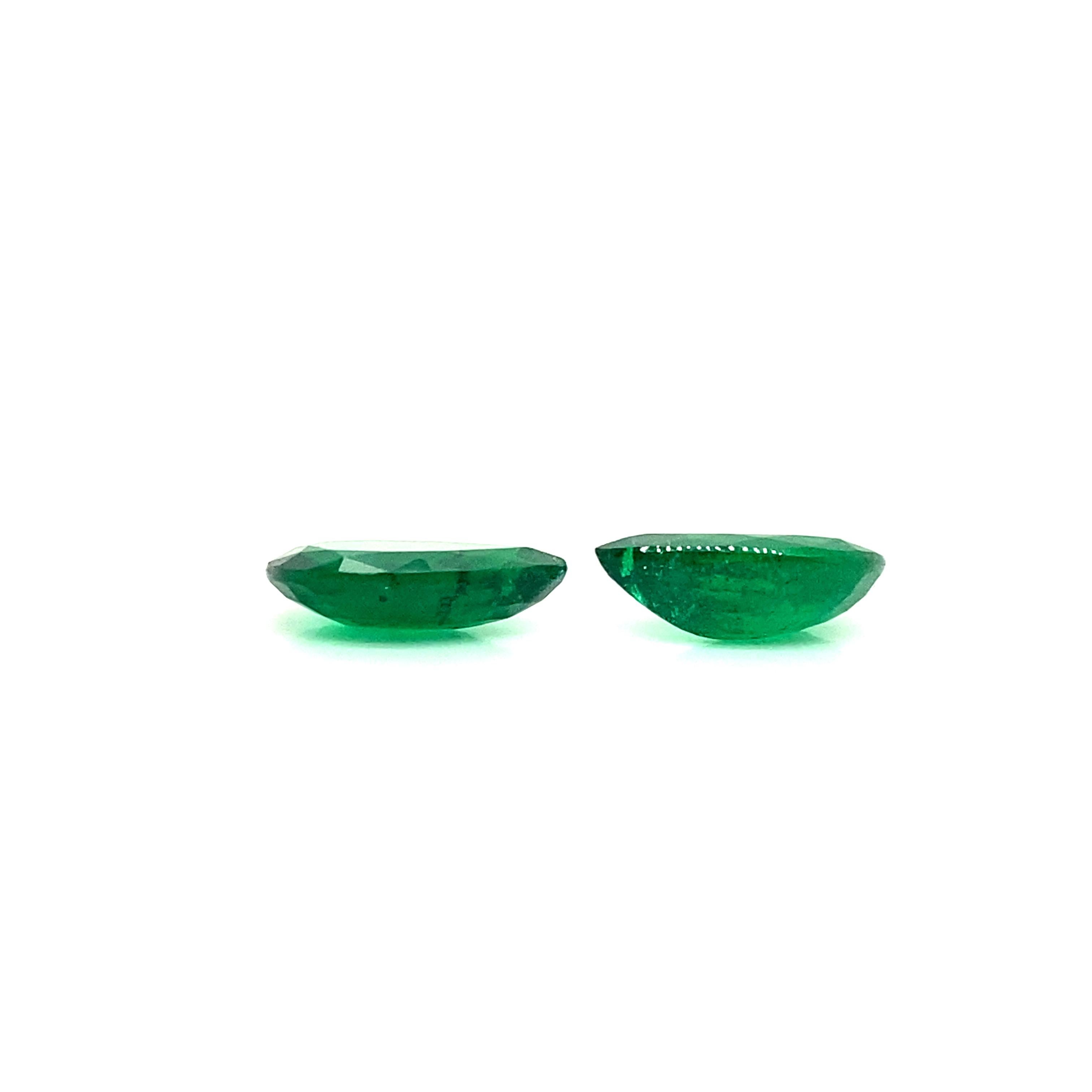 10.87 Carat GRS Certified Pear-Shaped Vivid Green Emerald Pair For Sale 7