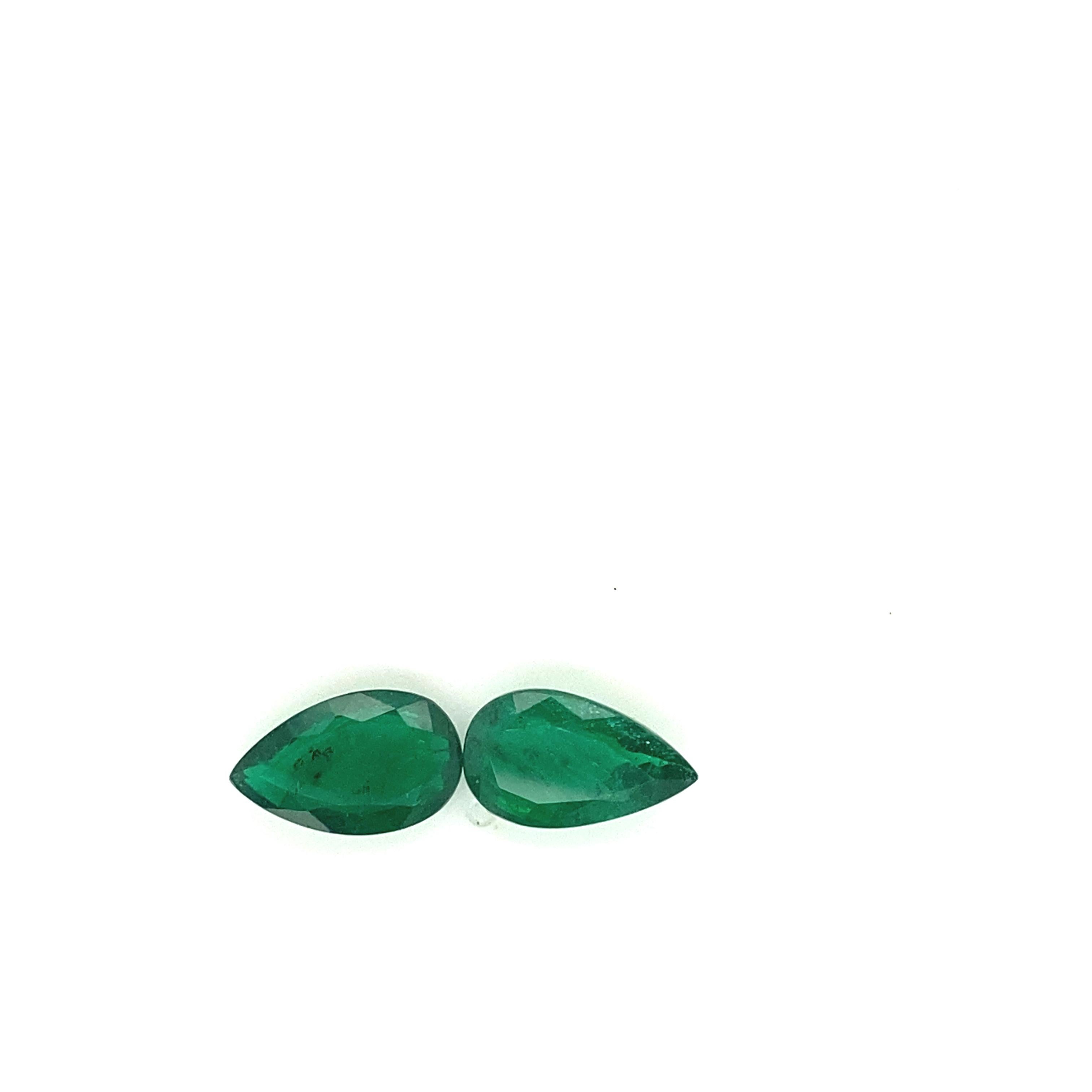 10.87 Carat GRS Certified Pear-Shaped Vivid Green Emerald Pair For Sale 8