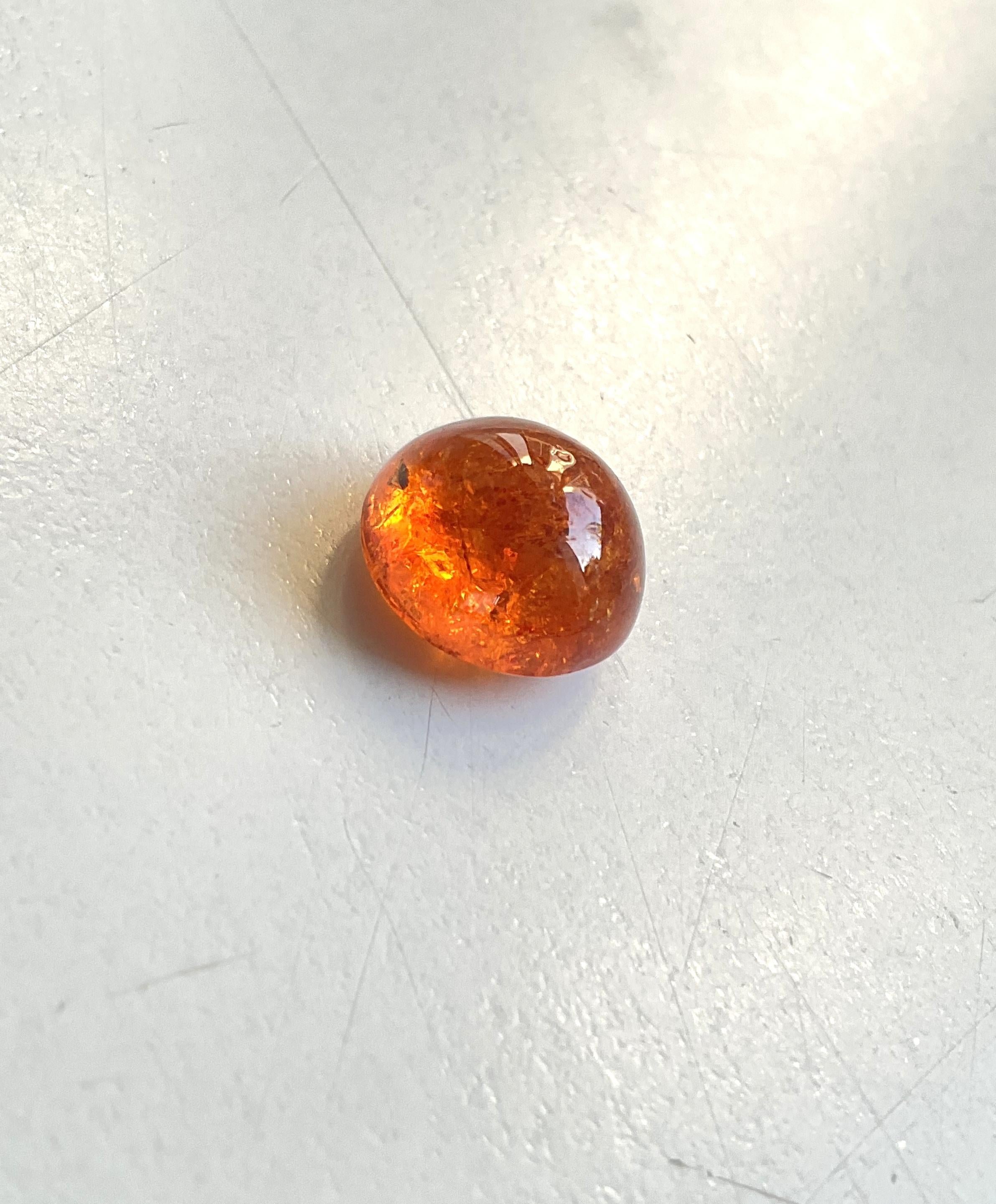 10,87 Carati di Granato Fanta Spessartite Rotondo Liscio Qualità Top Gemma Naturale in vendita 4