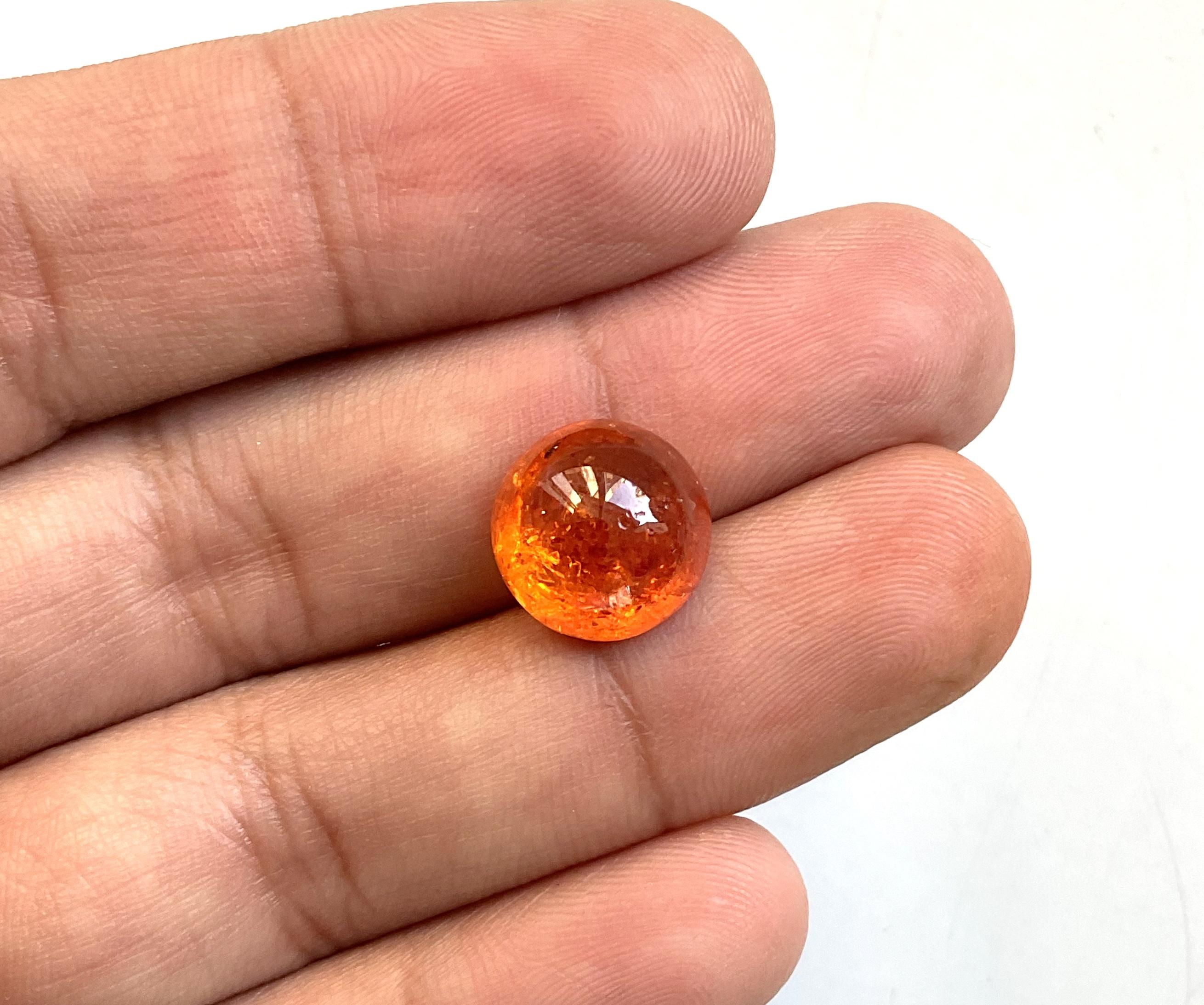 da uomo o donna 10,87 Carati di Granato Fanta Spessartite Rotondo Liscio Qualità Top Gemma Naturale in vendita