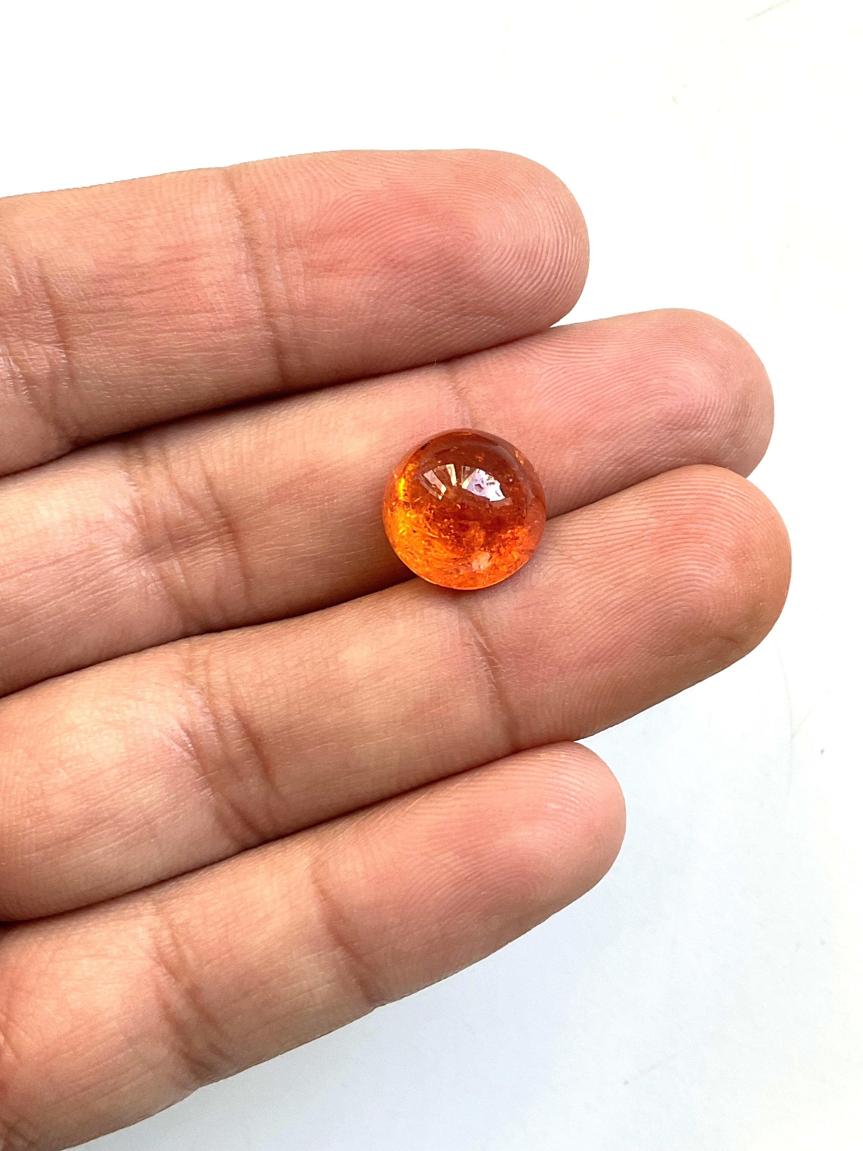 10,87 Carati di Granato Fanta Spessartite Rotondo Liscio Qualità Top Gemma Naturale in vendita 1