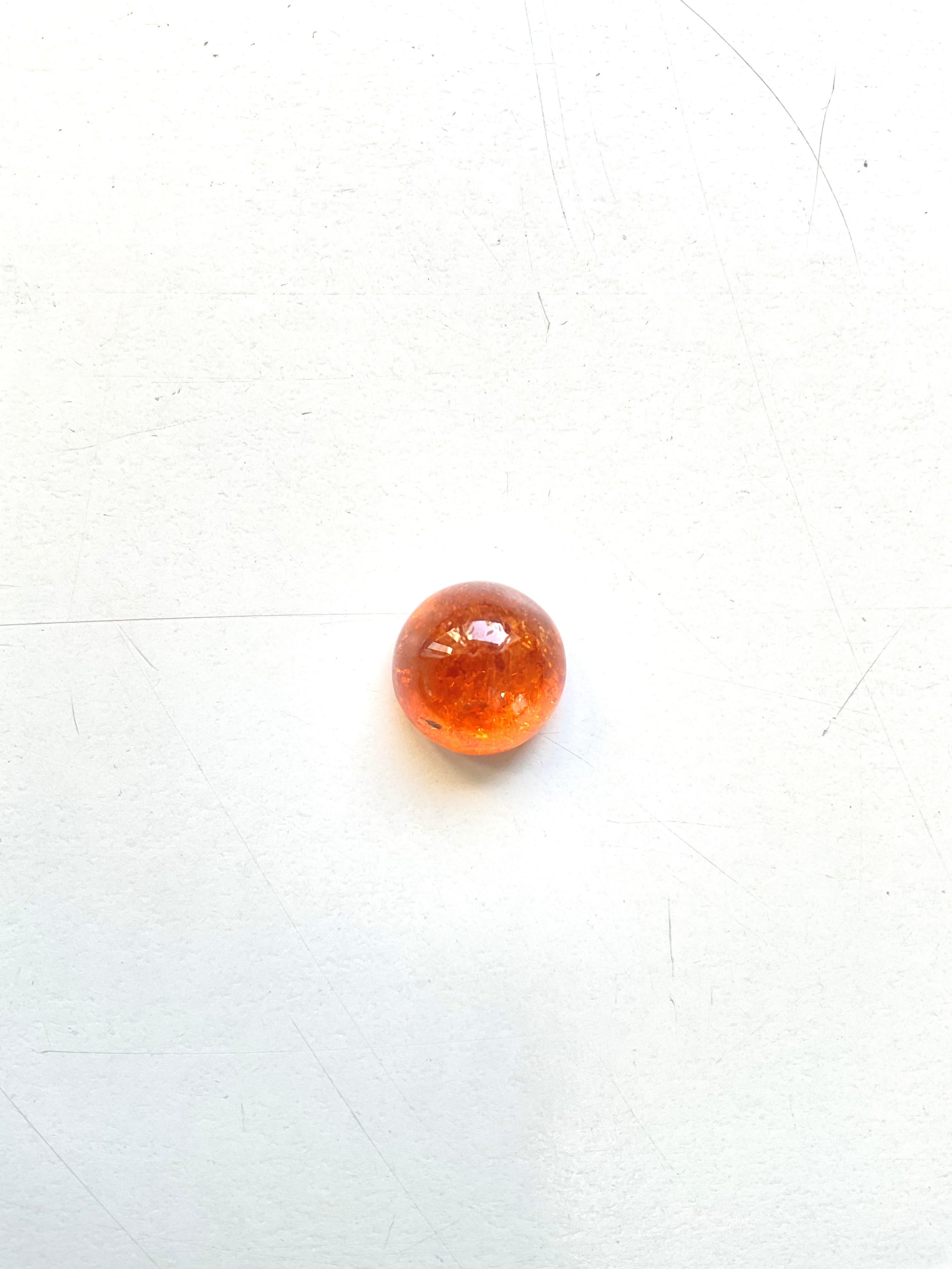 10,87 Carati di Granato Fanta Spessartite Rotondo Liscio Qualità Top Gemma Naturale in vendita 2