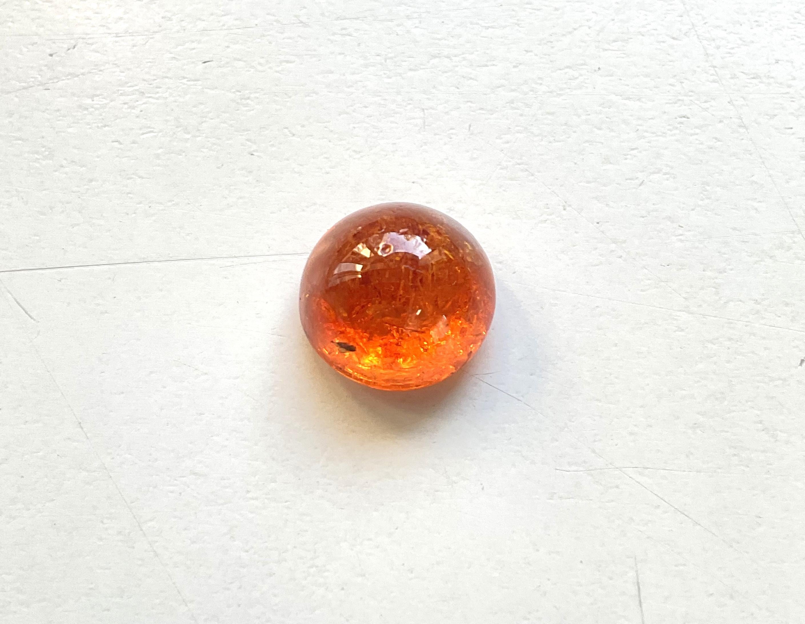 10,87 Carati di Granato Fanta Spessartite Rotondo Liscio Qualità Top Gemma Naturale in vendita 3