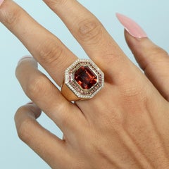 10.88 ct Pink Tourmaline Ring With Diamonds Made in 18k Yellow Gold