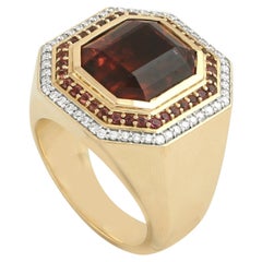 10.88 ct Pink Tourmaline Ring With Diamonds Made in 18k Yellow Gold