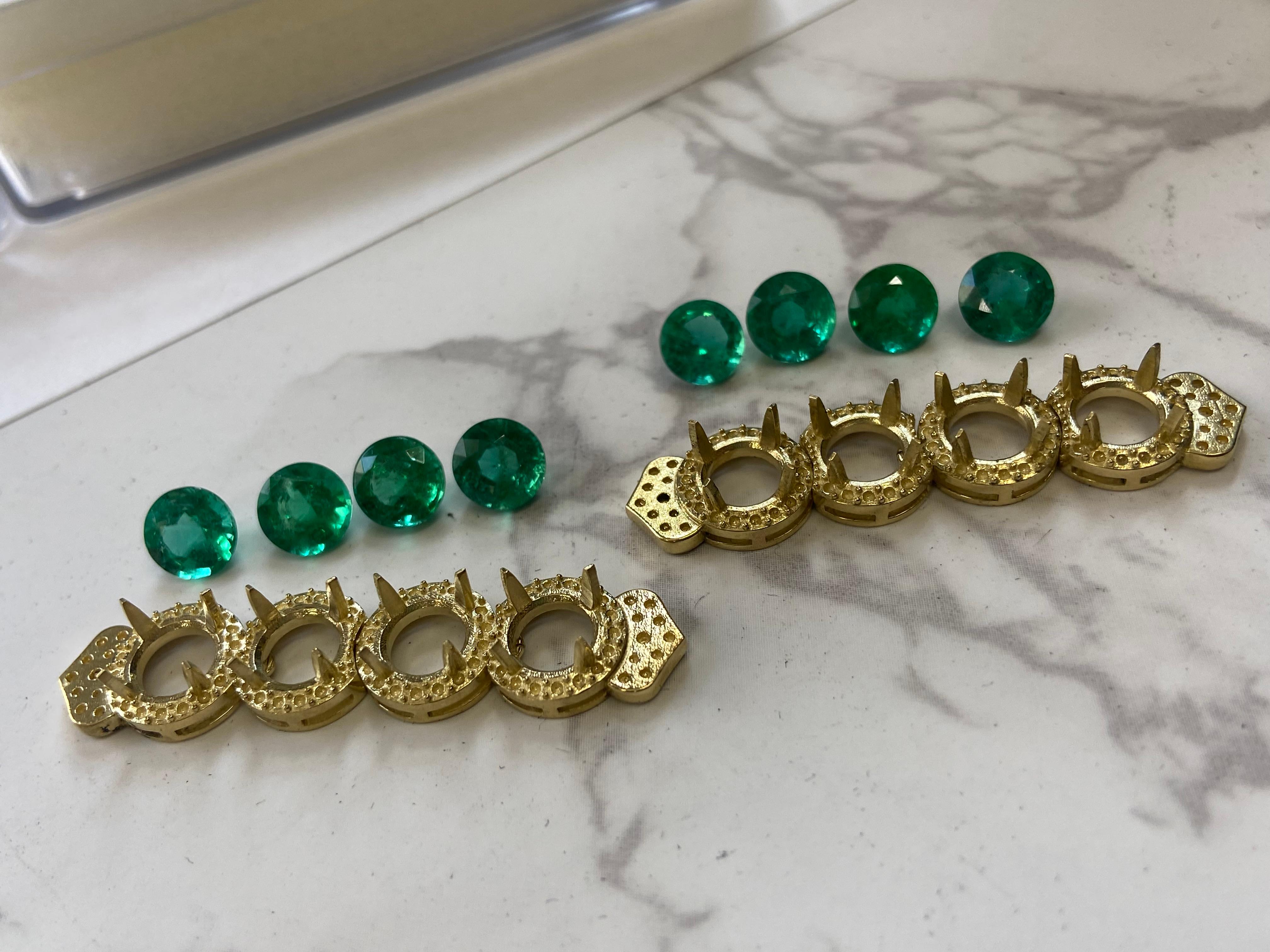 Utterly fascinating 18K yellow gold earrings, featuring 10.88 carats of Zambian Emeralds, sprinkled with 1.42 carats of white diamonds. 