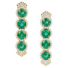 10.88ct Zambian Emerald earrings in 18K yellow gold.