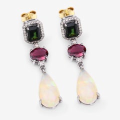 10,89 Karat Echte Multi Edelsteine .925 Sterling Silber Ohrringe baumeln
