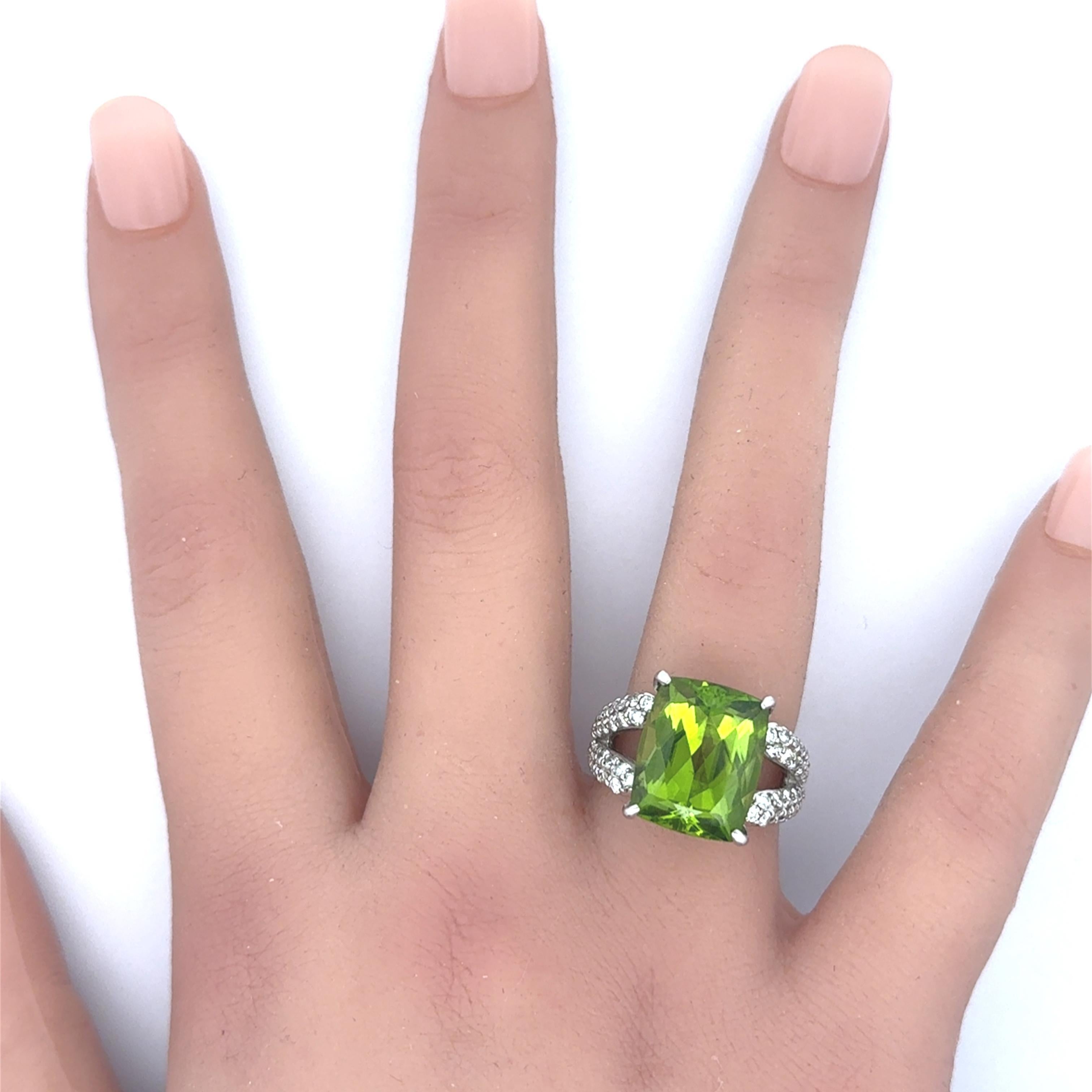 De las mujeres Anillo de Platino con Diamante Peridoto de 10.89 Quilates en venta