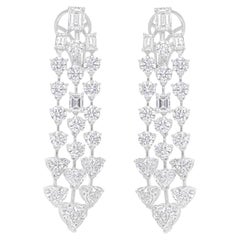 10.89 Carat SI/H Multi Shape Diamond Chandelier Earrings 18 Karat White Gold