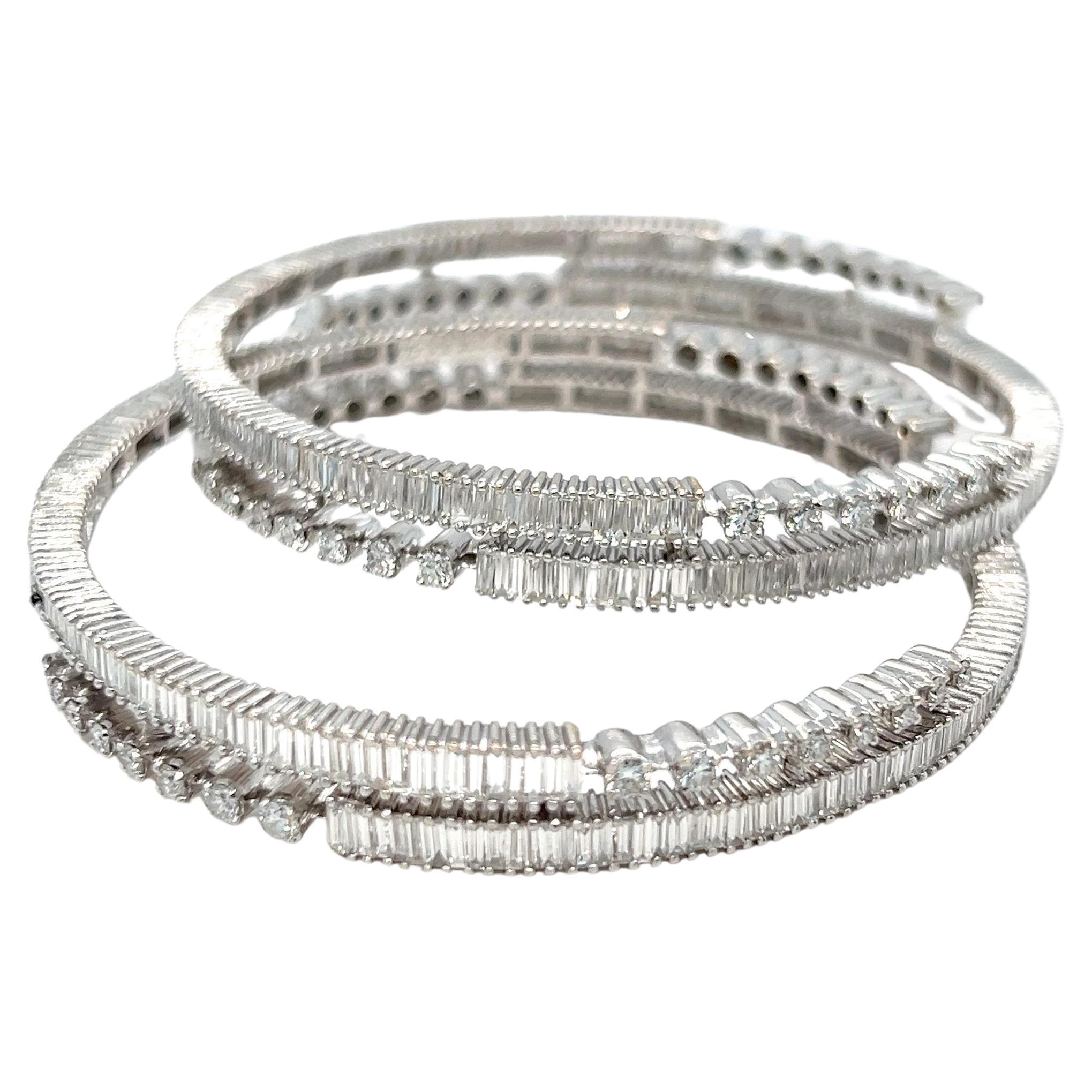 10.89 Carat White Diamonds Bangles