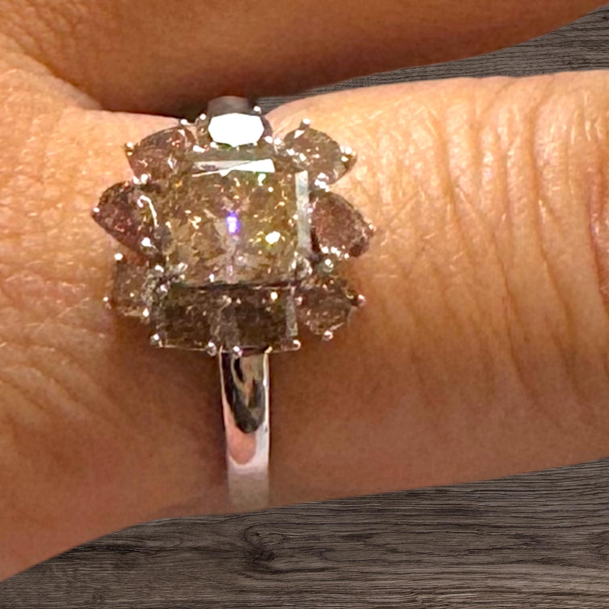 1,08 Karat Champagner Diamant-Cluster-Kleid-Ring im Zustand „Neu“ im Angebot in COTTESLOE, AU