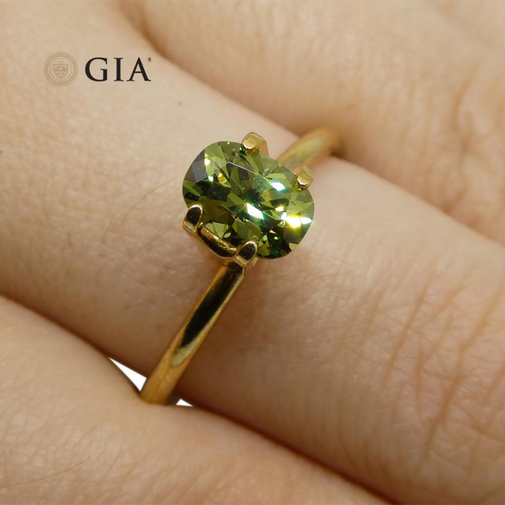 1.08ct Cushion Demantoid Garnet GIA Certified For Sale 3