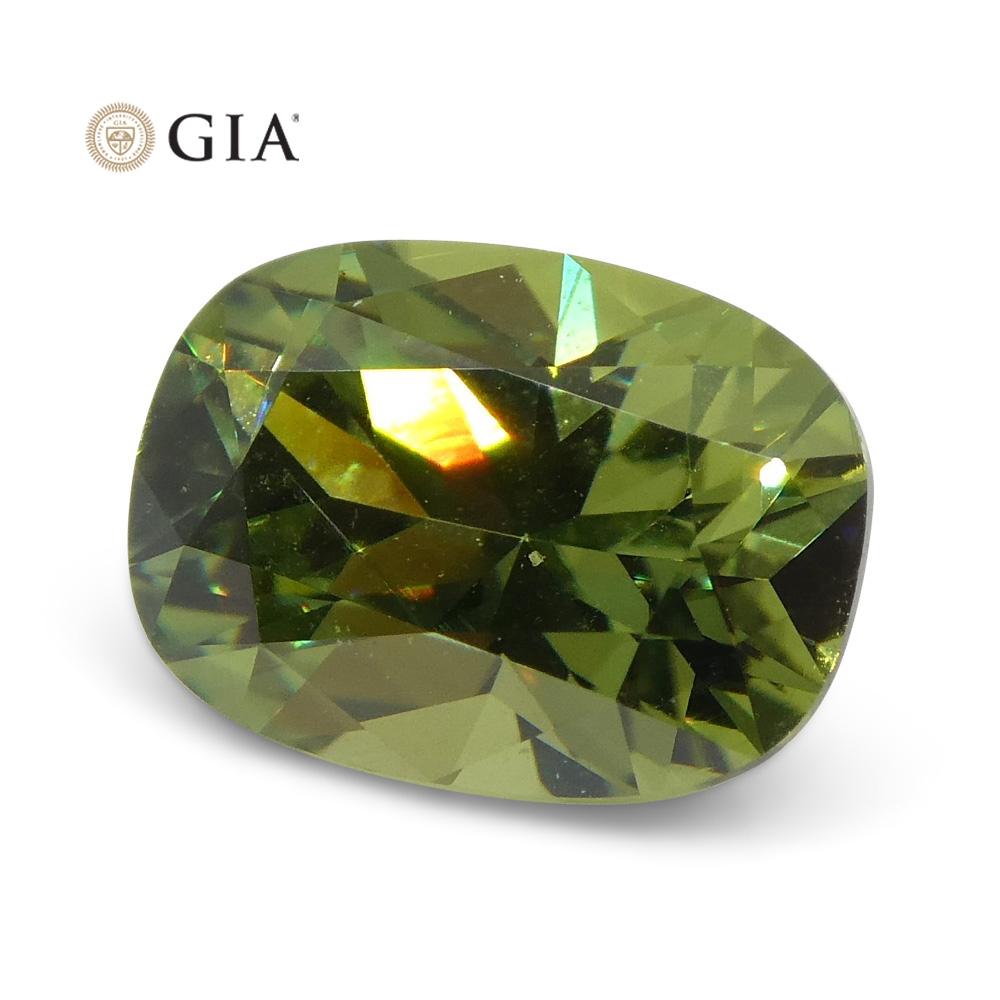 1.08ct Cushion Demantoid Garnet GIA Certified In New Condition For Sale In Toronto, Ontario