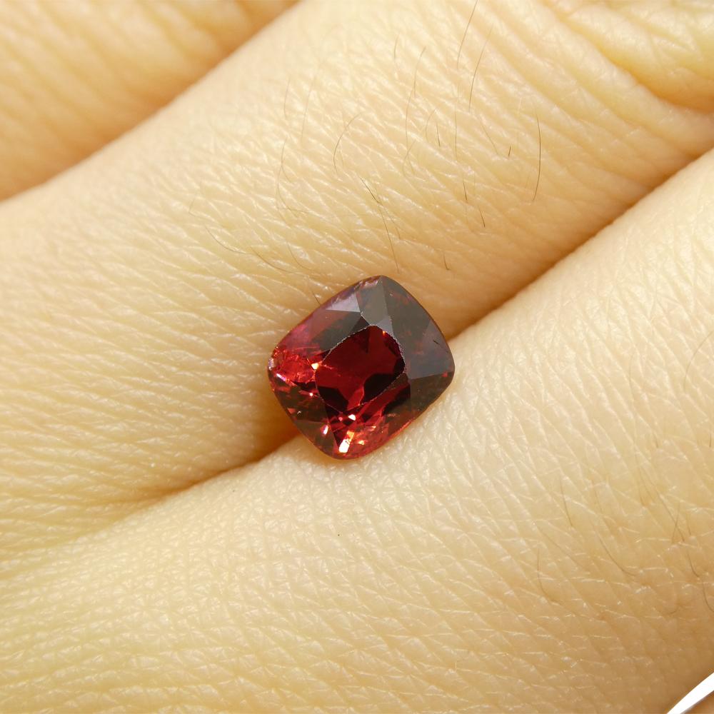 Description:

Gem Type: Jedi Spinel 
Number of Stones: 1
Weight: 1.08 cts
Measurements: 6.11 x 5.22 x 4.10 mm
Shape: Cushion
Cutting Style Crown: Brilliant Cut
Cutting Style Pavilion: Step Cut 
Transparency: Transparent
Clarity: Very Slightly