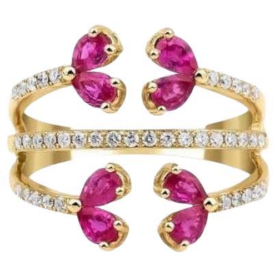 Bague griffe en diamants et rubis de 1,08 carat